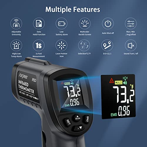 Digital Infrared Thermometer Temperature Gun 58°F to1022°F Non
