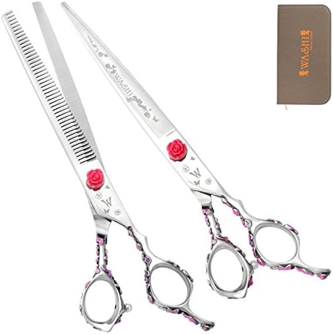 Washi Grooming - Pink Rosebud 2 Piece Shear / Scissor Set Pro Pet Groomers