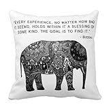 Decorative Square Pillow Case 18 x 18 Inches Cushion Buddha Henna Elephant Wisdom Pillow Cover