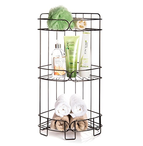 Free Standing Bathroom Storage Corner Caddy, Black Nickel, by AMG