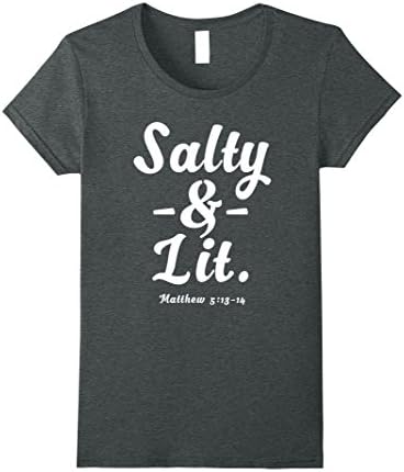Womens Salty &amp; Lit Christian T-Shirt Large Dark Heather