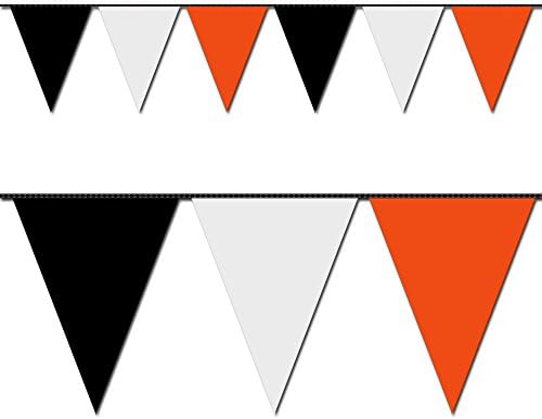 Black, White and Orange Triangle Pennant Flag 100 Ft.