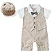 FEESHOW Baby Boys' Short Sleeve Gentleman Romper with Hat 2pcs Outfit Set Size 12-18 Months Khaki