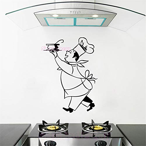 Quotes Wall Stickers Removable Vinyl Art Decal Funny Stickers Cuisine Chef Cuistot Cartoon Kitchen Home Decor - 