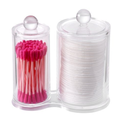 PuTwo Makeup Organizer Cotton Pads Holder Swab Jar Divider with 2 Sections