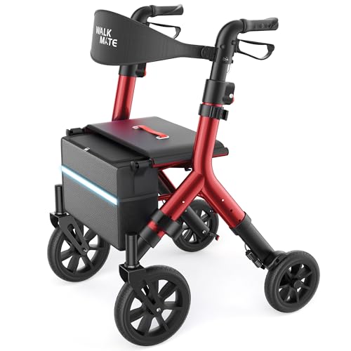 WALK MATE Rollator Faltbar und Leicht mit Sitz für Große Menschen bis 2m
