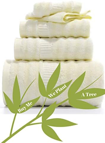 ImECO New Softer Than Egyptian Cotton, Luxury Hotel & Spa 100% Bath Towel Set 4 Ivory