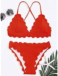 Bikini cruzado con festoneado para dama