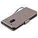 Harryshell Moto G4 Play Case, Caving Tree Kickstand Flip PU Wallet Leather Protective Case Cover with Card Slot & Wrist Strap for Motorola Moto G Play Version (2016) / G4 Play (Gray)