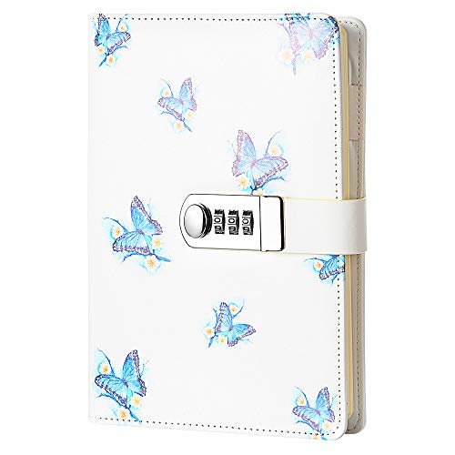 JunShop Creative Password Lock Journal Diary Digital Locking Diary Notepad Book Combination Journal Diary with lock A5 Planner Cover (Style 2)