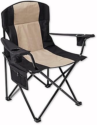 Oversized Folding Quad Chair in Black | Measures 35.04" L x 25" W x 37.99" H