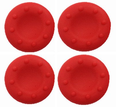 3CLeader® Thumb Grip Analog grips Stick Caps for Sony PS4 Dualshock 4 PS3 Xbox360 controller cap cover - 2 Pairs Silicone Red