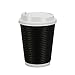 Nicole Home Collection Double-Walled Insulated Ripple Paper Disposable Cups With Lids For Hot Beverage, Pack of 30 Coffee Cup, 12 oz, Black