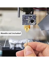 AFUNTA 7 piezas 3D boquilla de impresora Throat & 7 piezas de 0.016 in extrusor de impresora boquilla de latón cabezales de impresión y 3 piezas de 0.016 in brocas compatibles con todas las impresoras 3D PLA ABS de 0.069 in, funciona con Anet A8