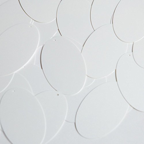 Soft White Pearly Oval 2 inch Couture Sequin. Made in USA. Loose paillettes. Embroidery, bridal, applique, arts, crafts, embellishment.