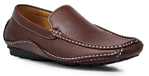 CFORD Men's Light Weight Casual Cruise Venetian Classic Driving Moccasin Loafer Driver Shoes (9.5 D(M) US, Brown)