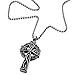 COOLSTEELANDBEYOND Stainless Steel Mens Celtic Cross Pendant Necklace Silver Black Two-Tone with 23.6 in Ball Chain