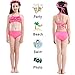Girls Mermaid Tails for Swimming Bathing Suits Mermaid Theme Swimsuits Toddler Girls Birthday Gift for 3-12Y (D-Green Pink, 5-6 Years)