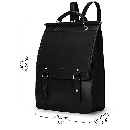 ECOSUSI Vegan Leather Backpack Women Vintage Laptop Bookbag College Rucksack Bag for 15 inches