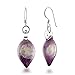 925 Sterling Silver Hand Blown Murano Glass Purple Orchid Flower Teardrop Dangle Earrings