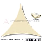 Windscreen4less 16' x 16' x 16' Sun Shade Sail Canopy in Beige with Commercial Grade (3 Year Warranty) Customized Sizes Available