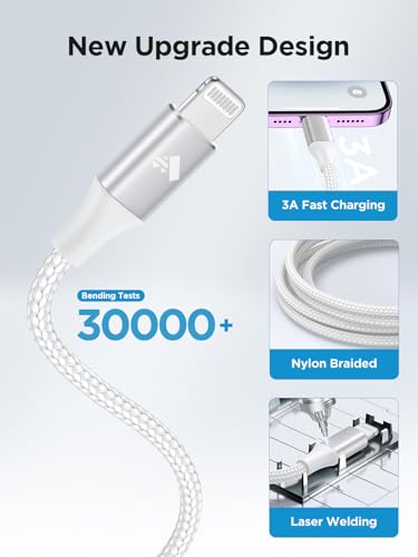 Aioneus USB C to Lightning Cable 1M, [Apple MFi Certified] iPhone Charger Cable Power Delivery Type C to iPhone Cable Fast Charging Cord for iPhone 14 13 12 11 Pro Max Mini XS XR X 8 7 6 5, iPad