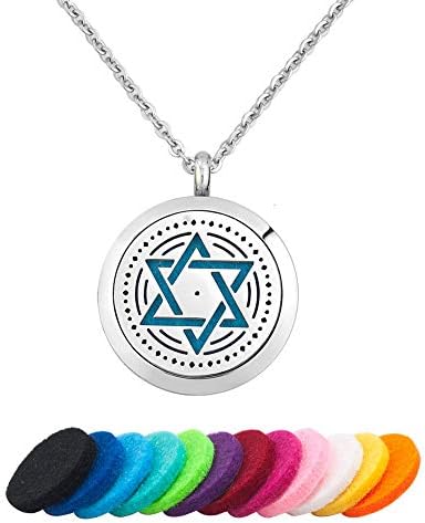 Moonlight Collection Star of David Necklace Jewish Pendant Star Locket Aromatherapy Jewelry Diffusers