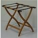Wooden Mallet Designer Curve Leg Luggage Rack,Tan Straps, Light Oak