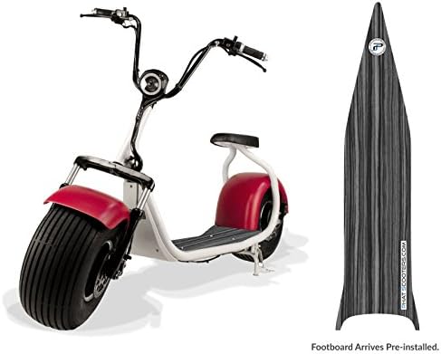 PHAT SCOOTERS - Phatty Original Fat Tire Electric Scooter 1200 Watt Motor 72V 12Ah Battery - Matte White Frame - Matte Cherry Red Fenders - Ebony Wood Deck
