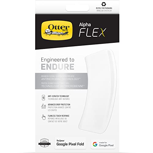 OtterBox Protector de Pantalla Alpha Flex para Google Pixel Fold, Protección Ultra Fuerte contra astillados y grietas, resistente a roturas, Antimicrobiano