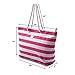 Large Waterproof Striped Tote Beach Bag - Top Zipper Closure - Waterproof Lining - Tote Shoulder Bag For Gym Beach Travel (Striped Pink)