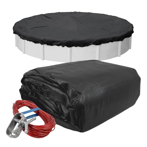 Robelle 24 ft Heavy Duty Mesh Black Winter Pool Cover for Above Ground Pools, 3…