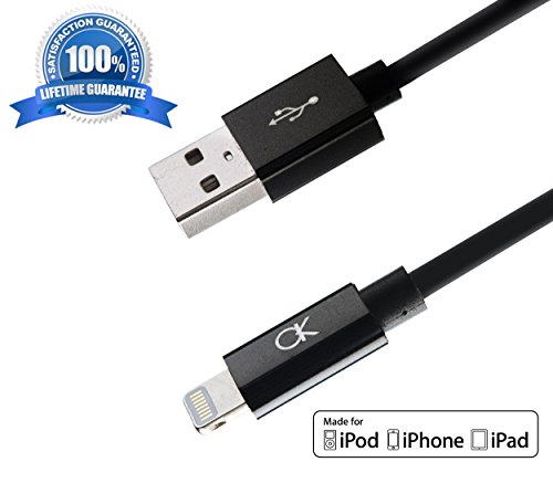 [Apple MFI Certified] Akiko Cable Black 2M (6.3FT SIX FEET) w/ Aluminum Head Lightning 8-Pin to USB Charger and Data Sync Cable Made for iPhone 6 6s Plus 5S 5C iPad Mini Air iPod - Compatible w/ iOS 8