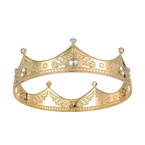 DcZeRong Women Birthday Queen Crowns Gold Cake Topper Princess Girls Birthday Prom Costume Queen Crown Wedding Bridal Queen Crowns Full Around Taira Crowns