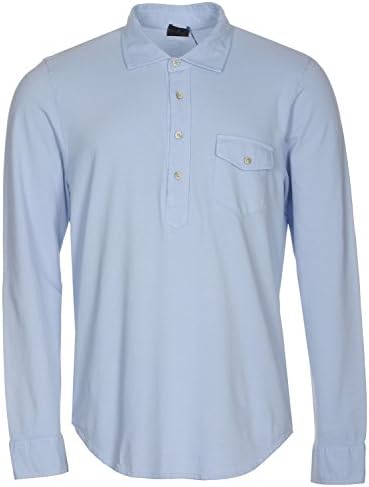 EIDOS NAPOLI by isaia Long Sleeve Henley Polo Shirt Blue X-Large