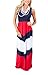 shangke Womens Zig Zag Scoop Neck Wave Striped Tank Maxi Long Dress (M, 2-red)