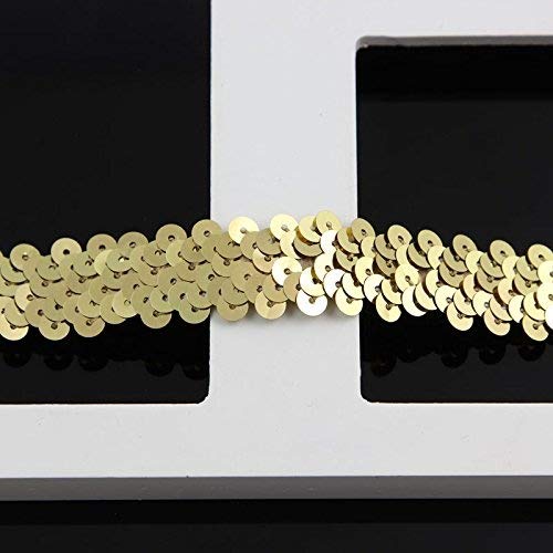 Yontree Elastic Gleaming Ribbon Sequin Applique Bridal Wedding Applique 10 yards
