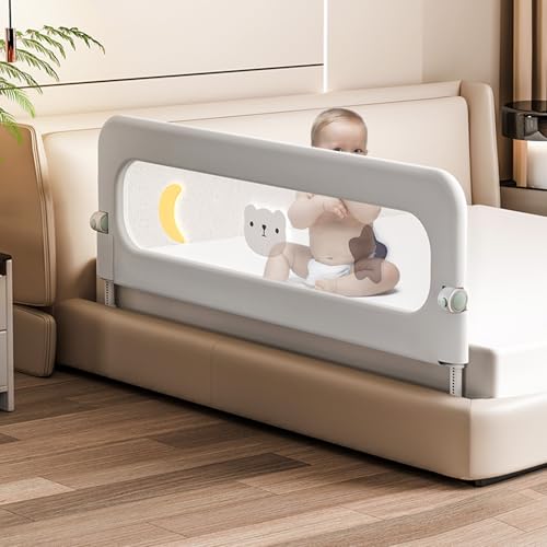 Stanew Baby Bed Rails Guard - Foldable Toddler Bed Rail, Kids' Bed Rails, Safety Baby Bed Fence Protector Rail, Adjustable Heights Kid Bed Guard Rail for Queen King Twin Bed Kid (1.8 M)
