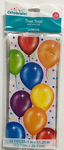 Birthday Balloon Goodie Treat Bags - 20 Pack