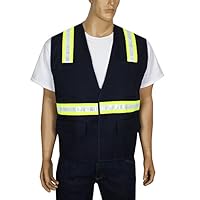 Safety Depot Safety Vest 6 Pockets with Pen Dividers Hook & Loop Closure Hi Vis Light Weight V6038-NB (Navy Blue, Large)