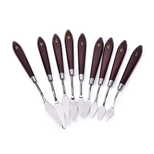 18Pcs Oil Paint Palette Tool Sets Stainless Steel Painting Palette Knife Oil Paint Spatula Mixing Scraper Thin and Flexible Oil Painting Art Tools for Artists Paint Lover, Wood Handle - Thumbnail 3