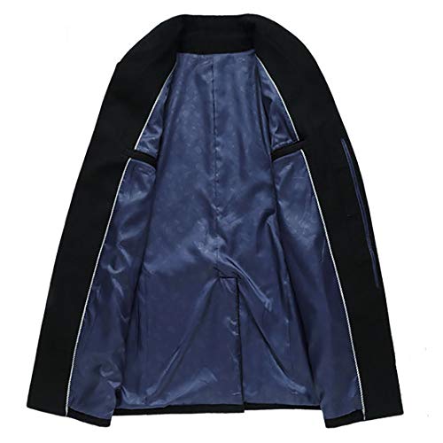 Sunyastor Men's Woolen Coat,Winter Warm Business Down Jacket Trench Topcoat Pea Coat Notched Collar Overcoat