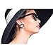 Iconic Audrey Inspired Black Pearl Earrings & Polarized Cat Eyed Sunglasses Set
