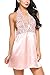 Sweetnight Sexy Halter Nightgown Satin Chemise Lace Babydoll Lingerie Sleepwear for Women