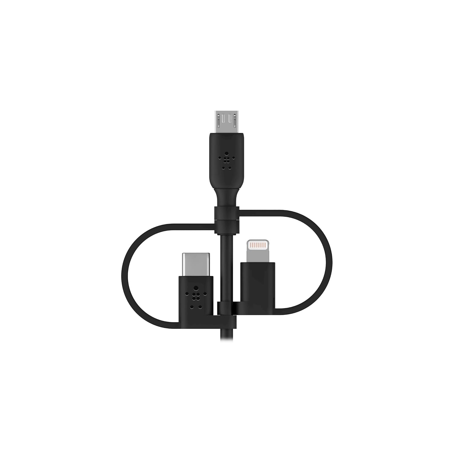 Belkin 3-in-1 Universal USB-A Cable - USB-C Cable, Lightning Cable, Micro-USB Charging Cable - Charging Cord Boost Charge Charger Designed for Apple iPhones & iPads, Galaxy, Tablet, Smartphone - Black