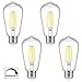 Ascher E26 LED Light Bulbs, Dimmable, 6W, Equivalent 60W, 800lm, Daylight White 5000K, ST58 Edison Bulb, Vintage Filament Clear Glass, Pack of 4