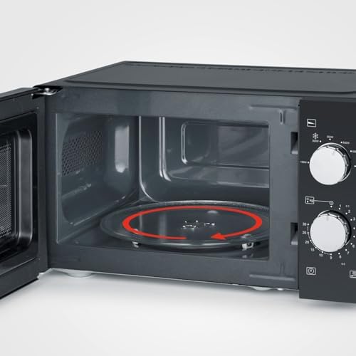 Microondas individual, microondas analógico para calentar y descongelar, microondas manual con plato giratorio para una distribución uniforme del calor, negro, MW 7886