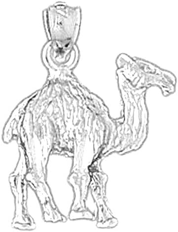 14K White Gold 3D Camel Pendant Necklace - 21 mm