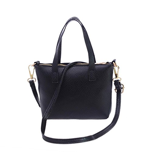 Clearance! Women Fashion PU Leather Small Tote Handbag Purse Zipper Crossbody Shoulder Bags Messenger Satchel (Black)