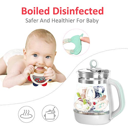 GrowthPic Baby Rattles Teether 2 in 1 Teething Toys,Infant Grasping Grab Silicone Teething Chewing Toys Spin Baby Rattles Gift Set,Shaking Bell Musical Toys for Newborns 3, 4, 5, 6, 7, 9, 12, Month